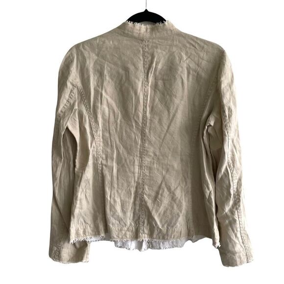 Saks FIFTH AVENUE Threads Linen Button Front Blazer Jacket Tan 6 - Picture 8 of 10